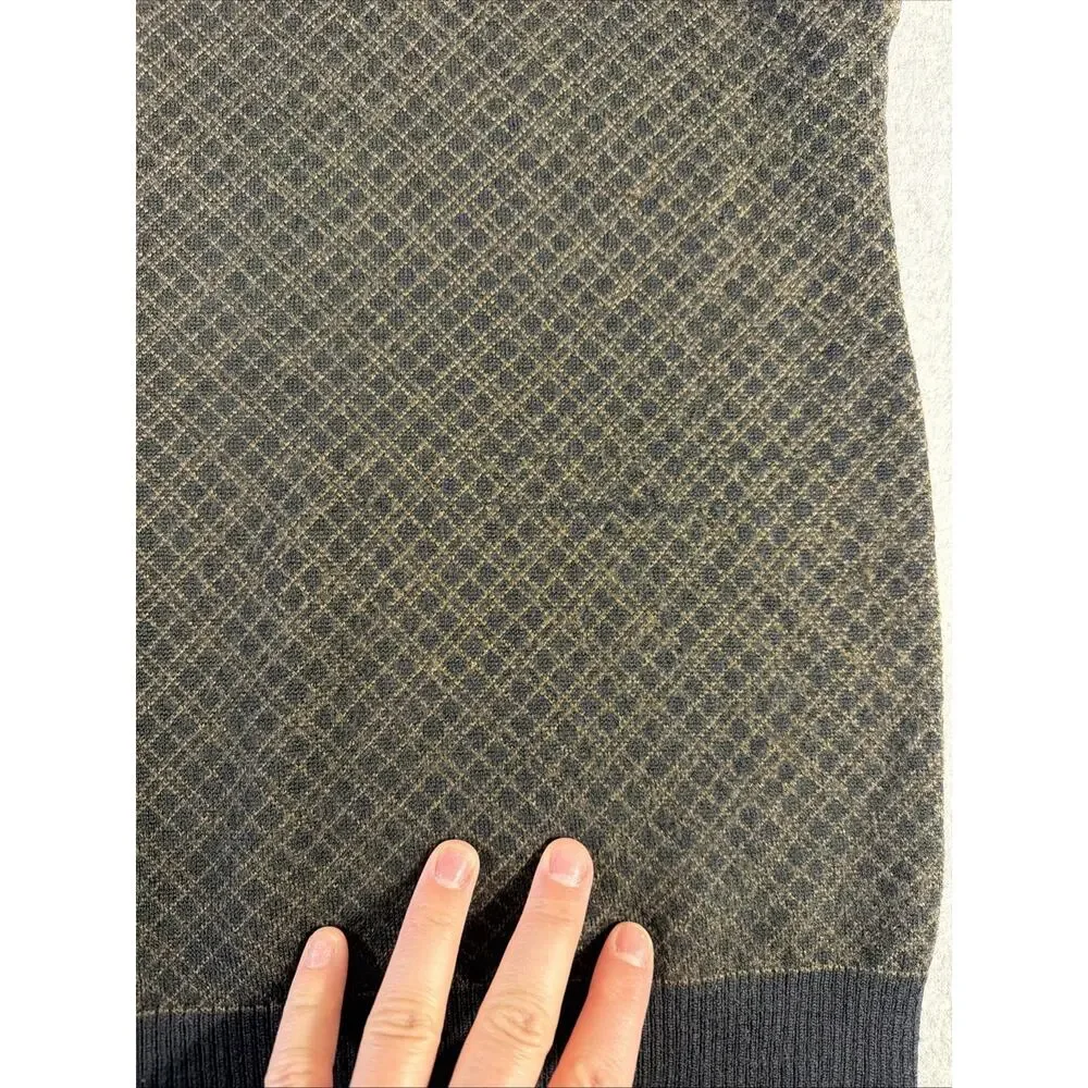 Pronto-Uomo Men's Merino 50% Wool Knit Sweater Vest Brown V-Neck Ribbed M